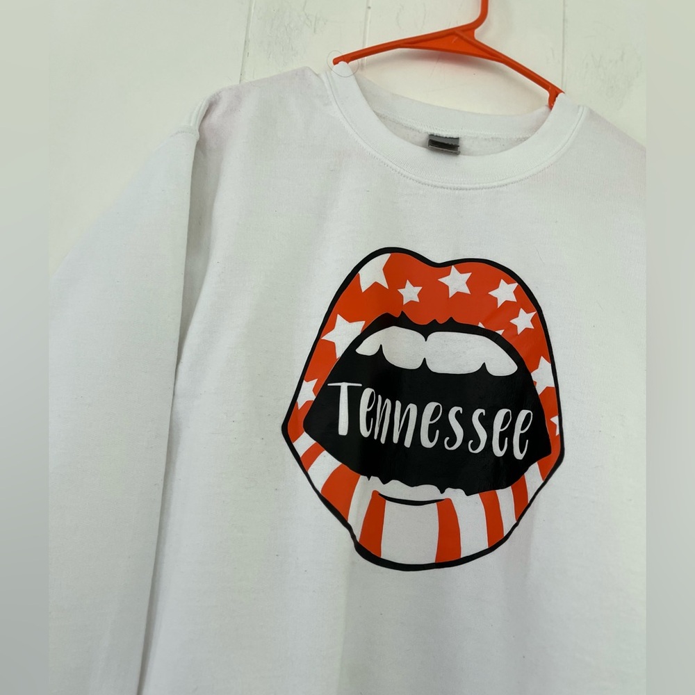 Tennessee Lips White Sweatshirt VOLS Size Small - Picture 5 of 10